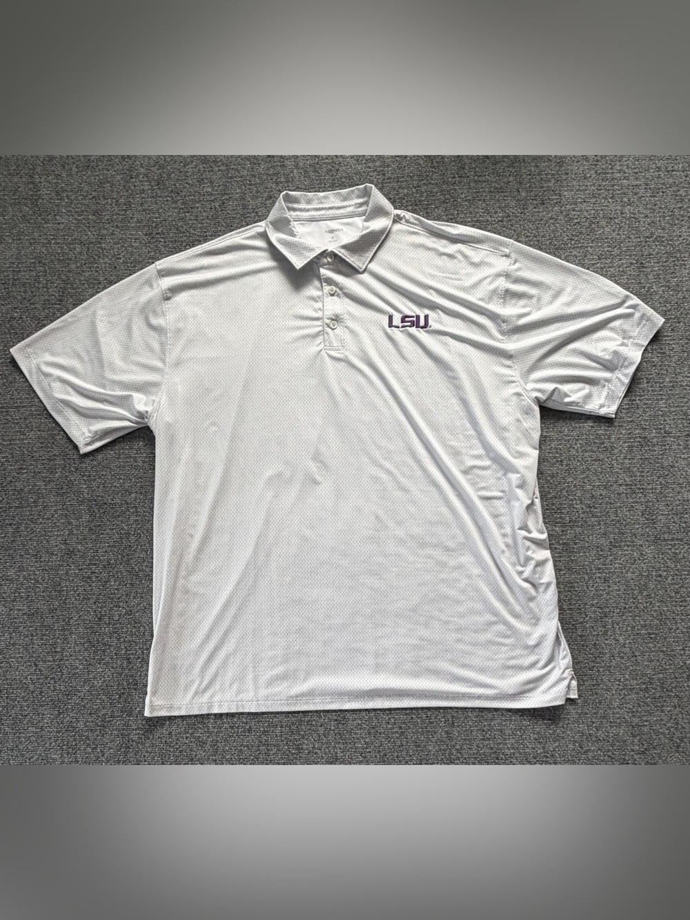 LSU Tigers Polo Shirt Men’s 2XL Gray Performance Golf Shirt Embroidered Logo